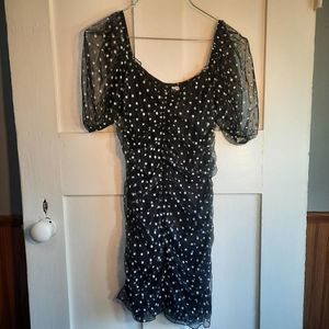 DIVIDED Black White Polka Dot Bodycon Dress MEDIUM